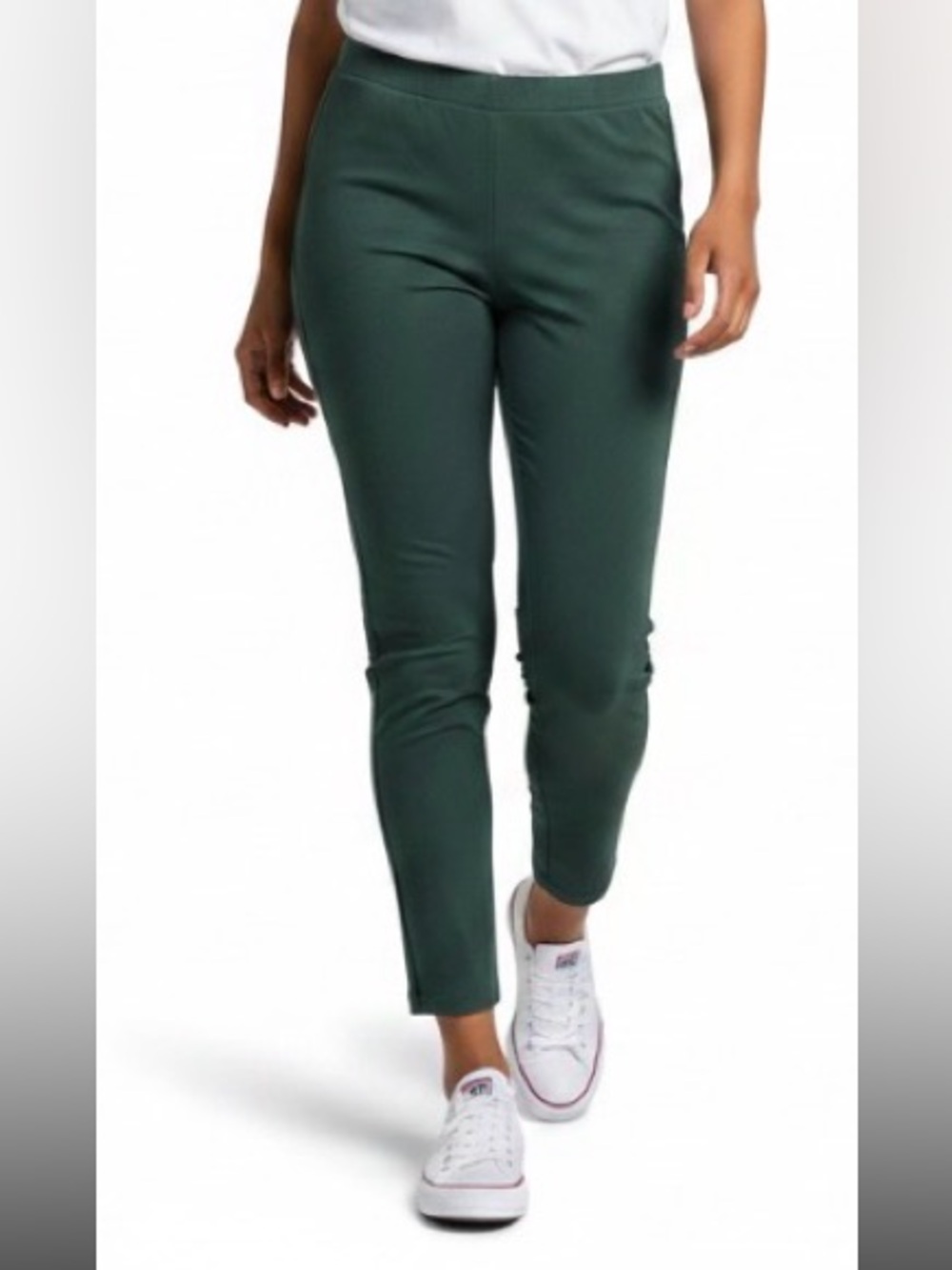 Eileen Fisher Washable Stretch Crepe Slim Pants Size M Dark Green Teacher School